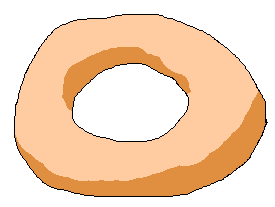 Empty caramel doughnut with a hole