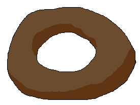 Empty chocolate doughnut with a hole