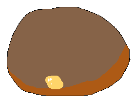 Filled dark caramel custard shell