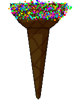 chocolate rainbow sprinkles thin icecream cone